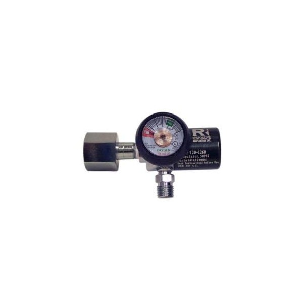 Preset 50 PSI EMS Oxygen Regulator CGA-540 w/DISS Outlet by Responsive Respiratory #120-1260