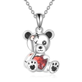 Grmdit Teddy Bear Necklace 925 Sterling Silver Broken Teddy Bear Pendant Necklace Teddy Jewelry Gifts for Women Teddy Bear Lover