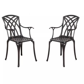 Withniture Outdoor Patio Dining Set 2 Bistro Chairs ,Cast Aluminum Dining Chairs for Porch