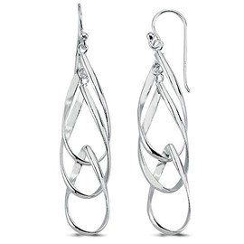 Vinani Women's Earrings 925 Silver - Drop Earrings Intertwined Long Shiny - Earring Set for Women Made of Sterling Silver 925-2OHI, Sterling Silver, No Gemstone