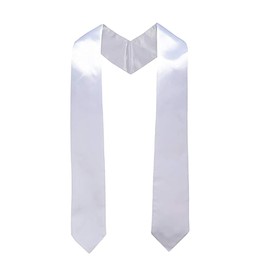 JIHUOO 70 Inch White Unisex Adult Graduation Stole Plain Graduation Honor Stole