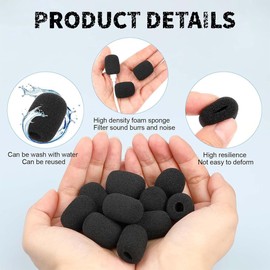 COYUN 30 Stück Popschutz Mikrofon, Mikrofon Windschutz, Lavalier Windschutz, Ersatz-Windschutz, Mic Mikrofon Windschutz Abdeckung, für Klein Mikrofon, Lavalier-Kopfhörer, 8×22×30mm (Schwarz)