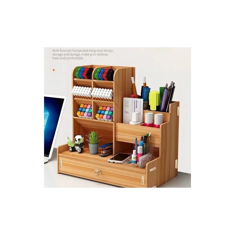 Organizador De Escritorio Madera Oficina Con Cajonera