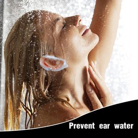 100 Pcs Clear Earmuffs - Waterproof Plastic Ear Covers for Hair Dye, Shower, Bathing, Home and Hair Salon
