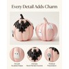 Halloween Decorations Pumpkin Figurines Set of 2, Cute Resin Shelf