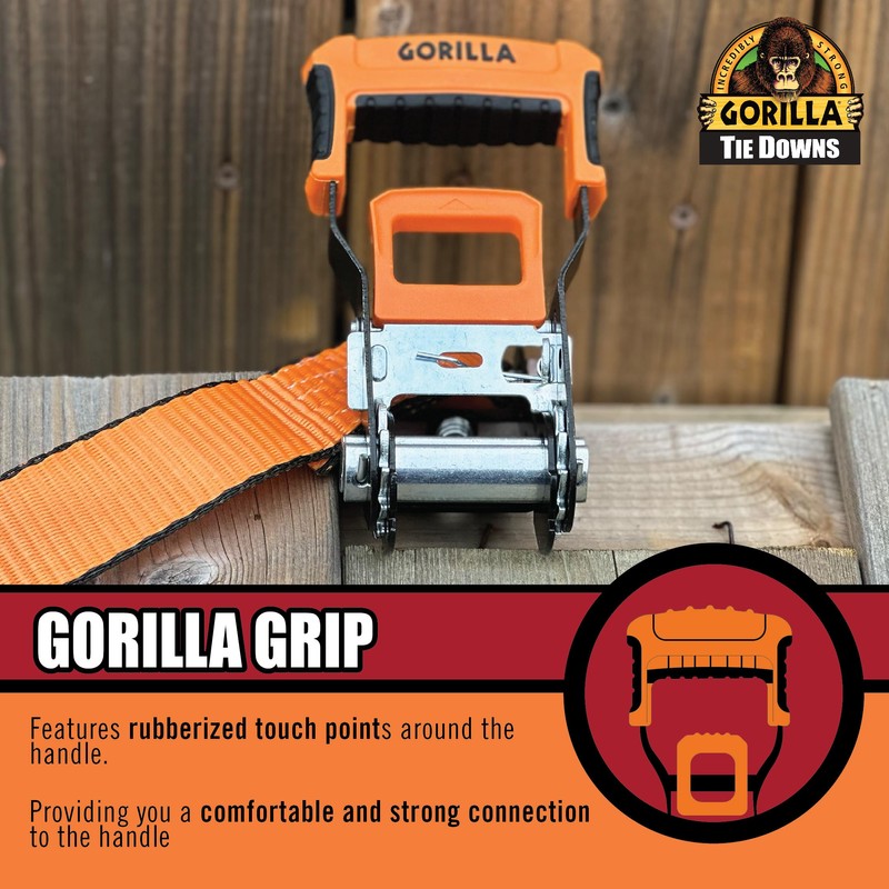 Gorilla Ratchet Tie Down Straps (2Pack) 1.5in x 14ft -