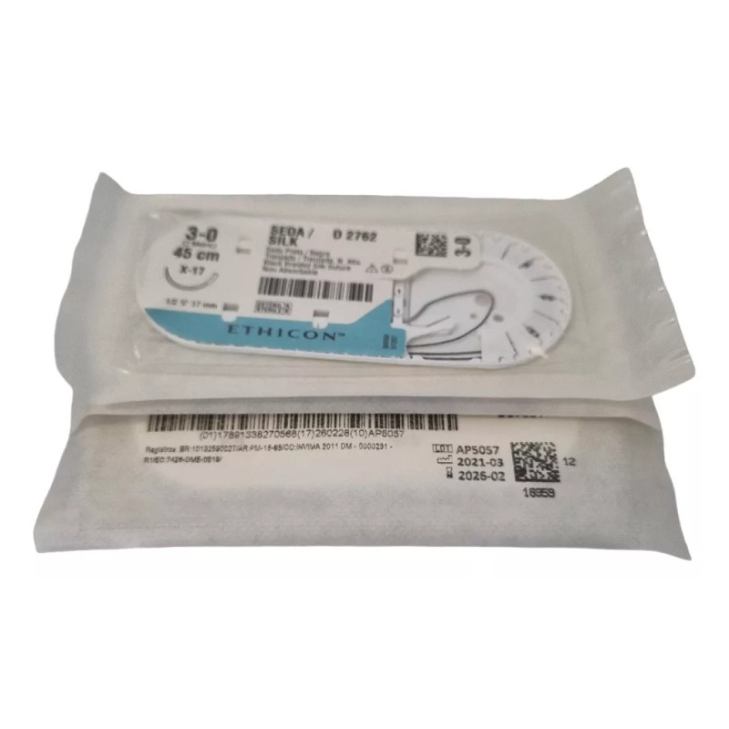 Ethicon Sutupak Seda Silk 3-0 Negra Trenzada 45cm Esteril Dental