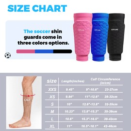 Espinilleras de fútbol para niños y jóvenes, adultos, espinilleras de fútbol para hombres de 2 a 18 años de edad, manga de compresión de pantorrilla con almohadillas para orejas de panal, Espinilleras