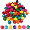 120PCS 20mm Colored Wooden Beads for Crafts, Large Hole Round