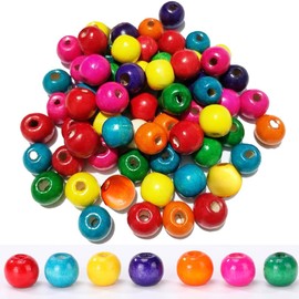 120PCS 20mm Colored Wooden Beads for Crafts, Large Hole Round Wood Beads