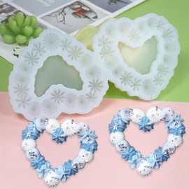 mostsom - Moldes de silicona para piruleta, moldes de caramelos de chocolate, moldes de chupón, flores, panal de abeja, chocolate, caramelos duros sin palos, 2 piezas (anillo de flores de corazón de amor)