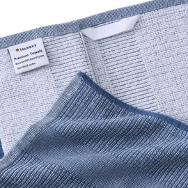 smiry Premium Kitchen Towels(18"x 28", 6 Pack), Large Cotton Dish Cloths Set, Flat & Terry Towel Highly Absorbent Tea Towels with Hanging Loop, Navy Blue/Grey/Black