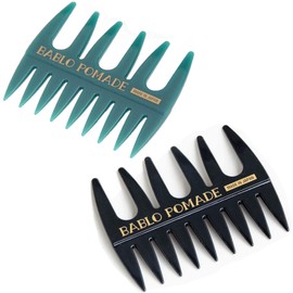 BABLO POMADE Mesh Comb, Mens, Black and Green, 2 Piece Set, Styling, Barber