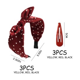 3 Pieces Bow Headbands, 3 Pieces Hairpins, Girls Bow Headbands, Clothing Accessories, Hair Accessories, Polka Dot Kids Headbands, Hair Accessories Decoration Set