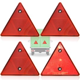 4pcs Triangle Reflector, Triangle Rear Reflector, Red Pendant Reflector Triangles, Triangle Pendant Cat Eye Reflector for Car Trailer, Tractor, Caravan