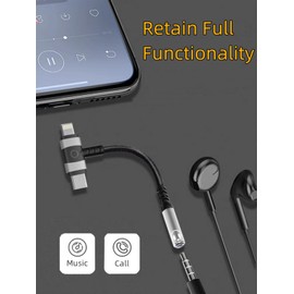 QAWESDX Headphone Adapter Compatible with i Phone 15 14 13, 2-in-1 Type-C & L-Port to 3.5mm Female Headphone Jack, HiFi Aux Audio Dongle Durable Cable Cord for Galaxy S23 S22 S21 Ultra
