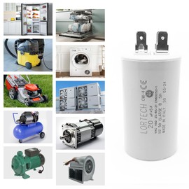 LORTECH Permanent Capacitor 20 µF - Diameter 40 mm x 69 mm - Ceramic Capacitor with Terminals - Made in Italy