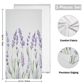 Blueangle Watercolor Lavender Print Soft Hand Towels for Bath Decorative Guest Towels Fingertip Towels for Bathroom Spa Gym, 2-Piece, 14.4 x 28.3 inches