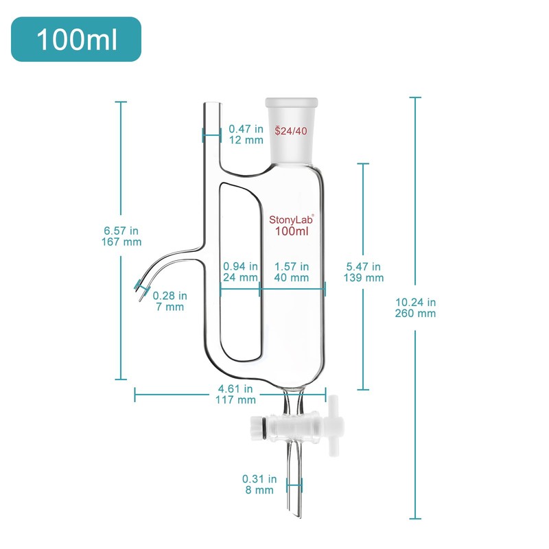 stonylab Water Oil Receiver Separator with 24/40 Lab Supply, 100
