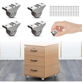 Suemisi 1.25 Inch Rubber Caster Wheels,Mini Fixed Caster,Quiet Rolling Casters, Low Profile Casters and Furniture Casters for Furniture，Drawers, Storage Bins, Small Appliances (Brown 4PCS, 1.25 inch)