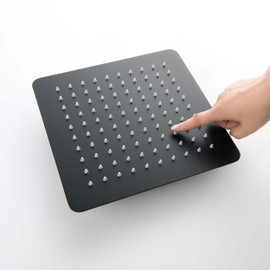 KIBI Cube 10 Inch Ultra Thin Metal Rainfall Shower Head | Universal Wall and Ceiling Mount Overhead Rain Showerhead with 1.75 GPM (Matte Black) (SH1003)