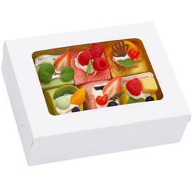 TOMNK 12pcs 8x6x2.5 Inches Bakery Boxes with Window, Cookie Boxes for Chocolate Strawberries, Donuts, Cupcakes, Muffins and Dessert