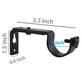 Eau 10 Pieces of Adjustable Black Curtain Rod Brackets, Heavy Duty Single Curtain Rod Holders for Maximum 1 Inch Rod, Wall-Mounted