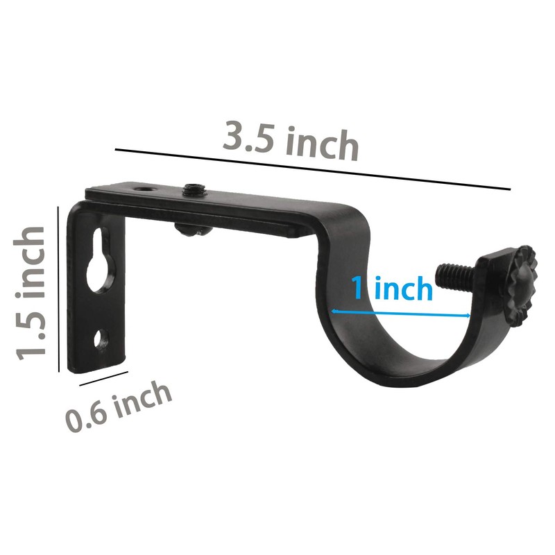 Eau 10 Pieces of Adjustable Black Curtain Rod Brackets, Heavy