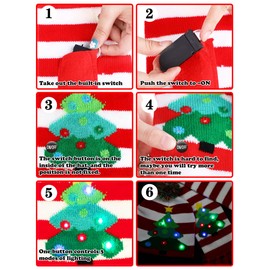 SATINIOR 2 Pieces Christmas LED Light-up Hats Xmas Light Up Scarf for Christmas Party