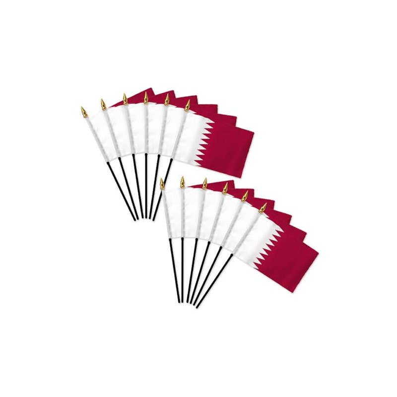 Qatar 4x6in Stick Flag - 1 dozen pack