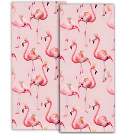 amepay Cute Pink Flamingo Hand Towels - 2 Pack, 14.5" X 28",Soft Microfiber Polyester Towel Set with Romantic Whimsical Pattern,for Modern Bathroom Kitchen Spa Hotel Decor Gifts Women Girls