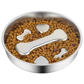 CharmBurst Langsam Fressnapf 2 Cups 304 Stainless Steel Slow Feeder Bowl, Metal Non-Slip Lick Mat, Puppy or Cat Feeding Bowl, Pet Accessories, Puzzle