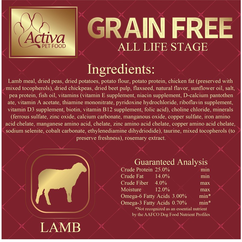 Activa Grain Free Custom Dog Food (15 Pound, Lamb)