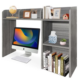 PROLEE Desktop Shelf, Desk Hutch 29" Height, Desktop Bookshelf, Desk Shelf Wood for Dorm, Home Office, Eucalyptus
