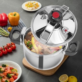 4.54 Quart Stainless Steel Pressure Cooker Presto Pressure Canner Secure locking System Pressure Pot Thickened Silicone Ring And Anti-scald Handle Pots and Pans Kitchen Cookware Dishwasher Safe (5L)