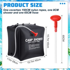 Retisee 2 Pcs 10 Gallons/ 40L Solar Camping Showers with Hot Water Portable Camping Shower Bag with Removable Hose Shower Nylon Ropes for Outdoor Hiking Climbing Traveling