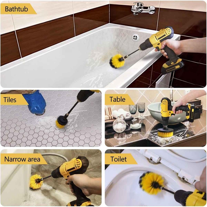 3 Pack Wheel Tire Rim Scrub Brush Wheel Cleaning Brush