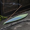 Ceramic Retro Leaf Incense Holder - Frosted Green Aromatherapy Stick