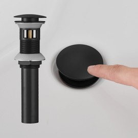 Bathroom Sink Drain Black Pop Up Drain Stopper with Overflow Vanity Commercial for Sink Fits Standard Bathroom Sink Hole 1-1/2" to 1-3/4"