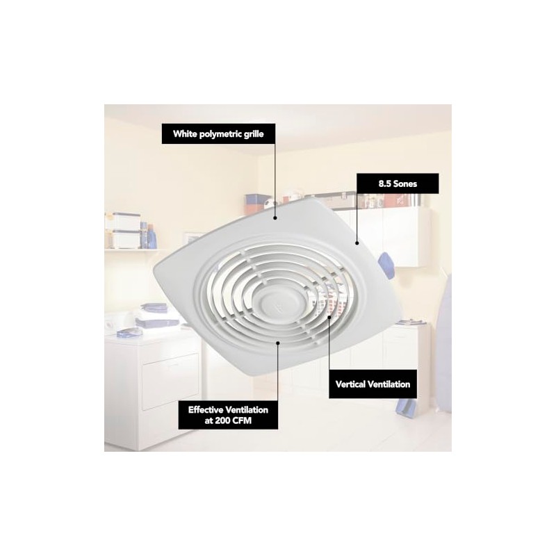 Broan-NuTone 505 Exhaust Fan, White Vertical Discharge Ceiling Ventilation Fan,