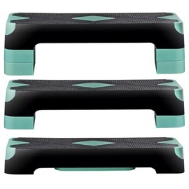 For 27.3 inch Workout Aerobic Step Platform with Adjustable Risers 4''-6''-8'' Green