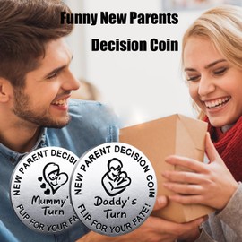 YOiqi Baby Gift New Parents Decision Coin,Pregnancy Gifts New Dad Mom Gifts,New Parents Gifts for Couples Christmas Gift for First Time to be Moms Dads Daddy (New Parent Decision Coin 1)