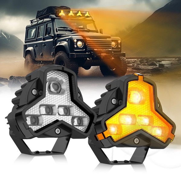 PAERKU LED Pod Lights,3in 80W LED Offroad Lights with Amber