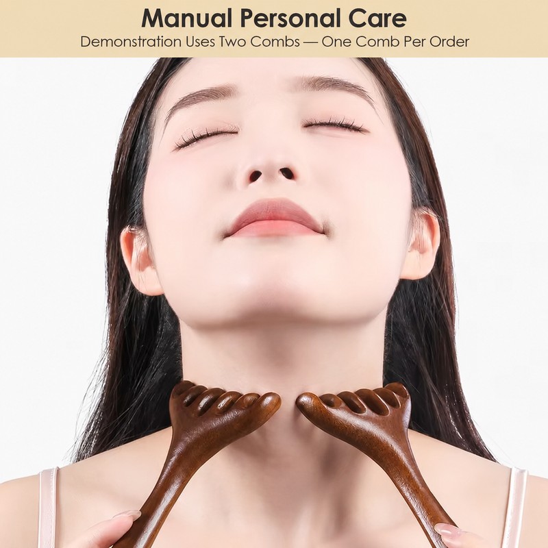 Hailicare Wooden Six-Claw Scalp Massage Comb for Manual Head Care
