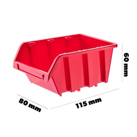KADAX Workshop Stacking Box, Stacking Box Made of PP Plastic, Visual Storage Box in Various Sizes, Storage Boxes for Tool Wall, Storage Box, Sorting Box (Red, Pack of 20, 115 x 80 mm)
