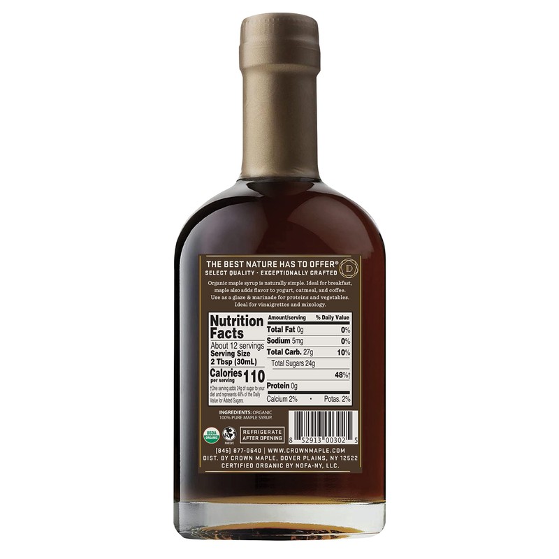 Crown Maple Dark Color, Robust Taste Organic Maple Syrup, 12.7