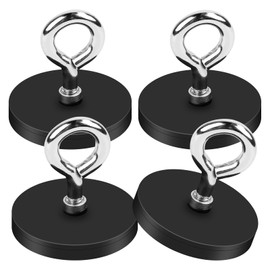 Neodymium Magnets Rubberised with M6 Hanger, 43 mm Magnets Screwable Rare Earth Magnet Magnets with Hole Rubberised Magnets for Screwing on Pot Magnet, Magnets with Thread, Neodymium Magnets Extra