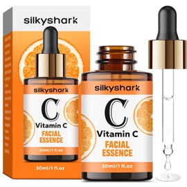 SilkyShark- Suero antioxidante avanzado: un nutriente esencial para la producción de colágeno, la vitamina C armoniza con el ácido hialurónico botánico y la vitamina E, formulado para abordar los sign
