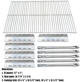 Direct Store Parts Kit DG210 Replacement for Ducane 30400042,30400043,30558501 Gas Grill Burners,Heat Plates,Cooking Grid (SS Burner + SS Heat Plate + Solid Stainless Steel Cooking Grid)