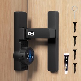 Plowatxi Barn Door Locks and Latches 90 Degree Keyless Flip Latch Lock with Combination for Sliding/Swinging/Bifold Door Lock French Door Lock Latch with Code for Shed Gate Colse Cabinet Window Black